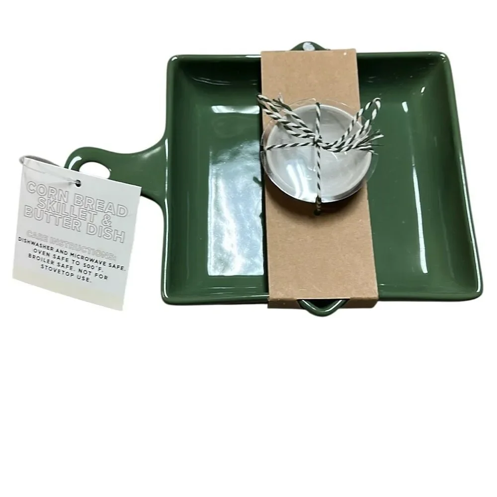 Cornbread skillet and butter dish